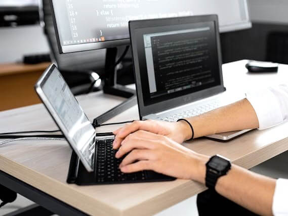 Developer busy writing code.