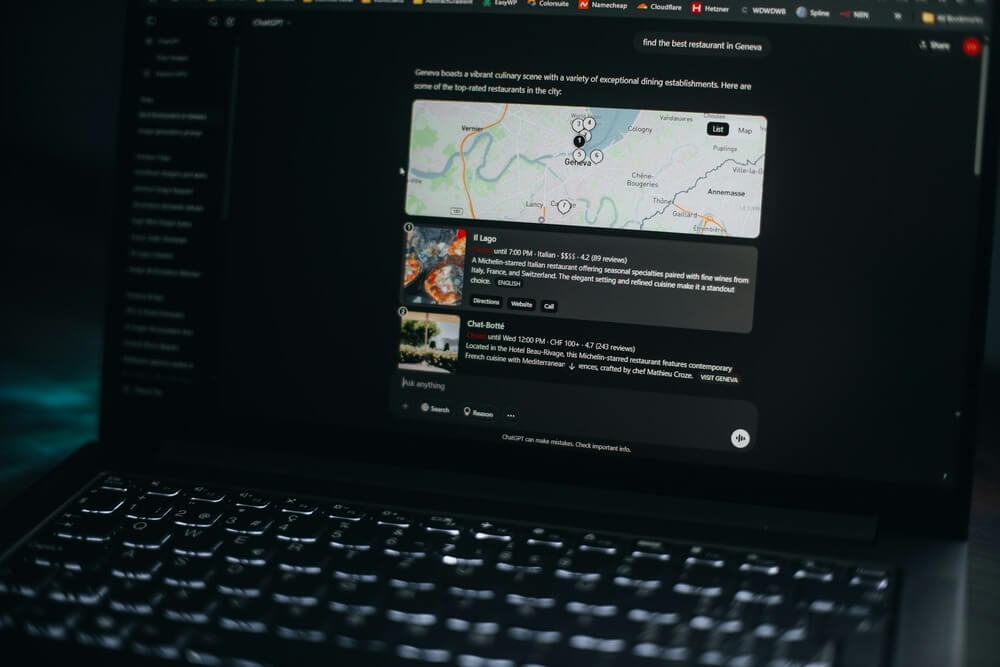 Open laptop with a popular AI chatbot ready for a chat.