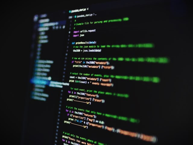 Code on a screen