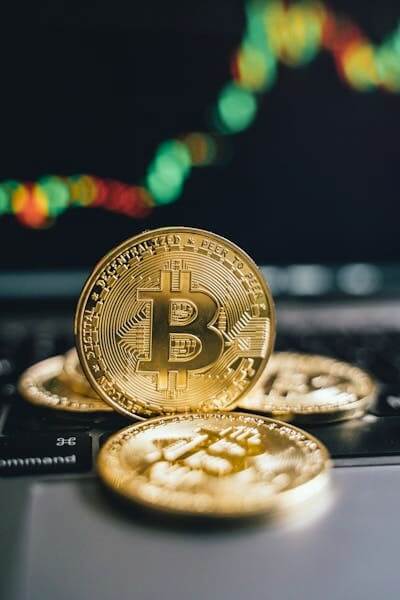 Bitcoins, Euro's and a laptop.