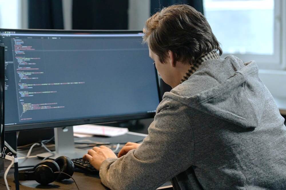Software Developer Busy Working Writing Code