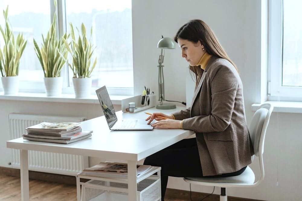 Woman busy at work in an office