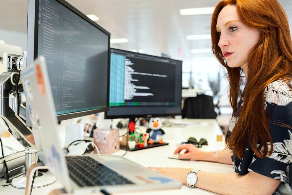 Developer working on an update for an app.